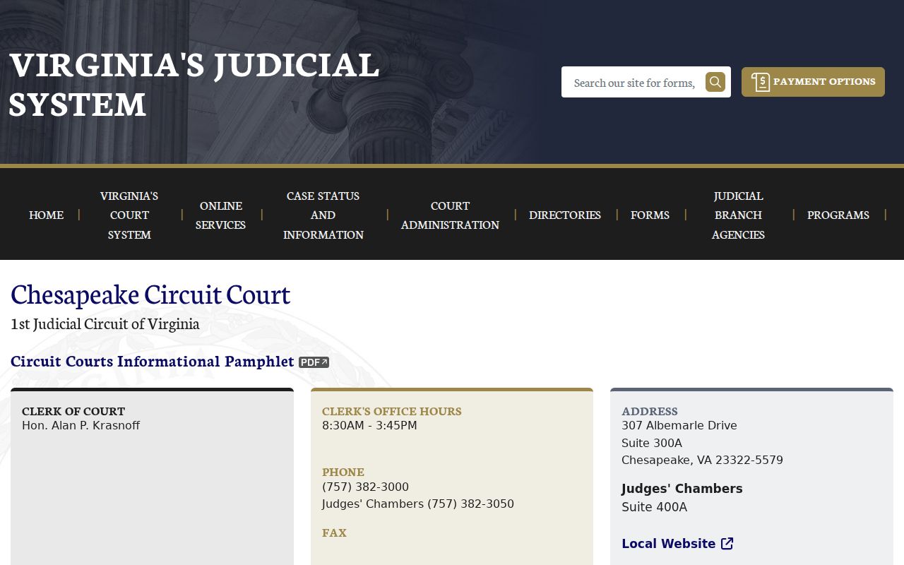 Chesapeake Circuit Court clerk office information for felony warrant records