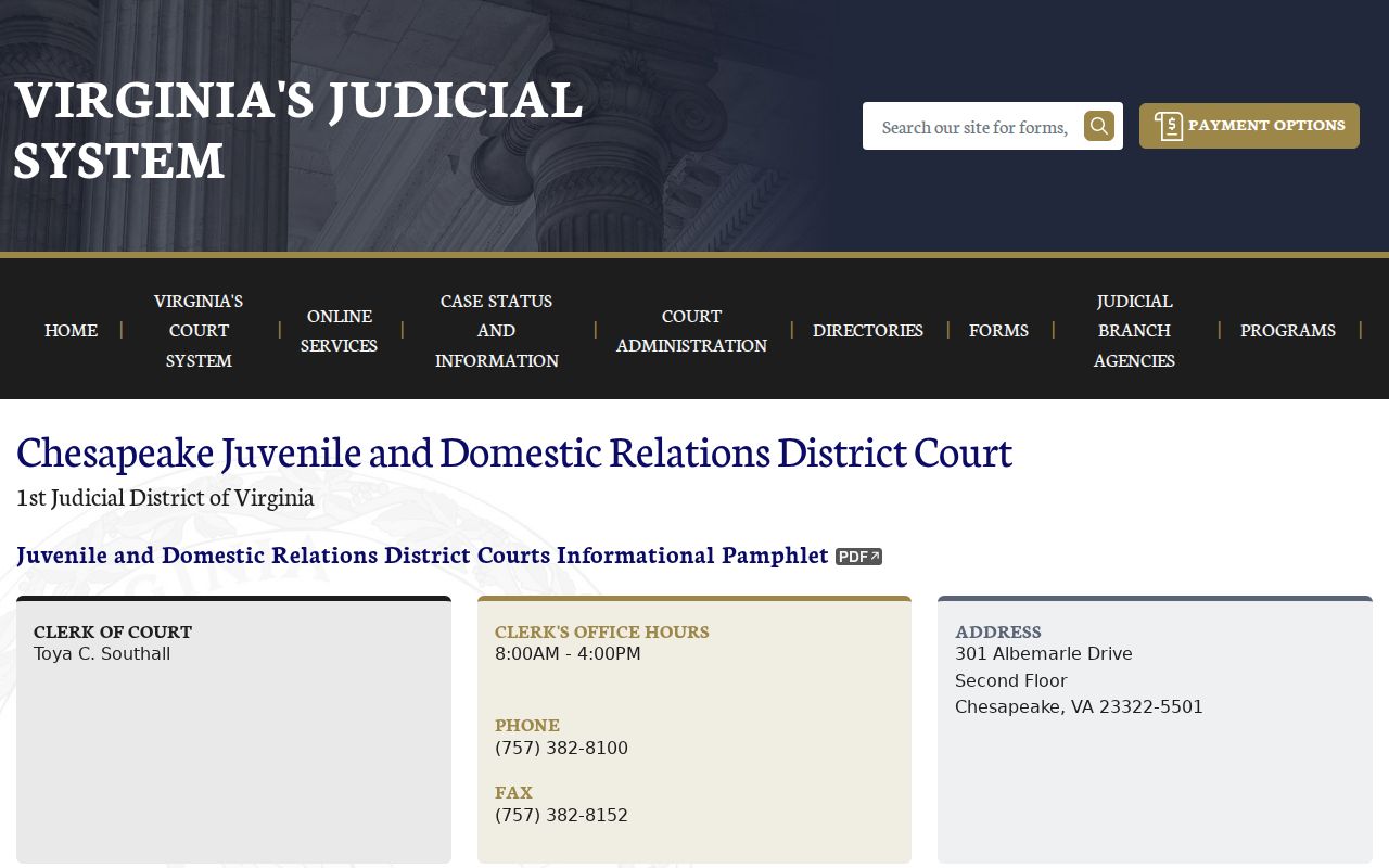 Chesapeake City juvenile warrant record access through JDR Court