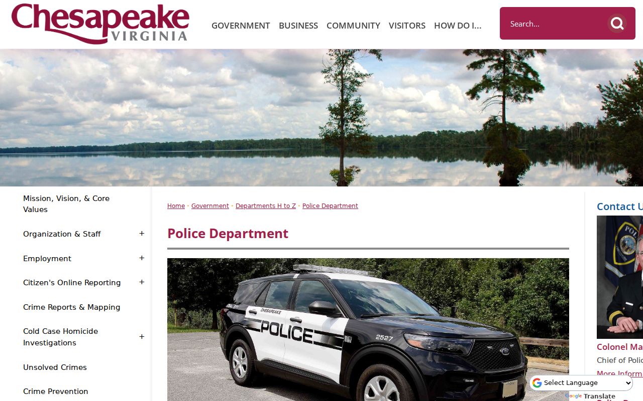 Chesapeake City Police Department contact and warrant information