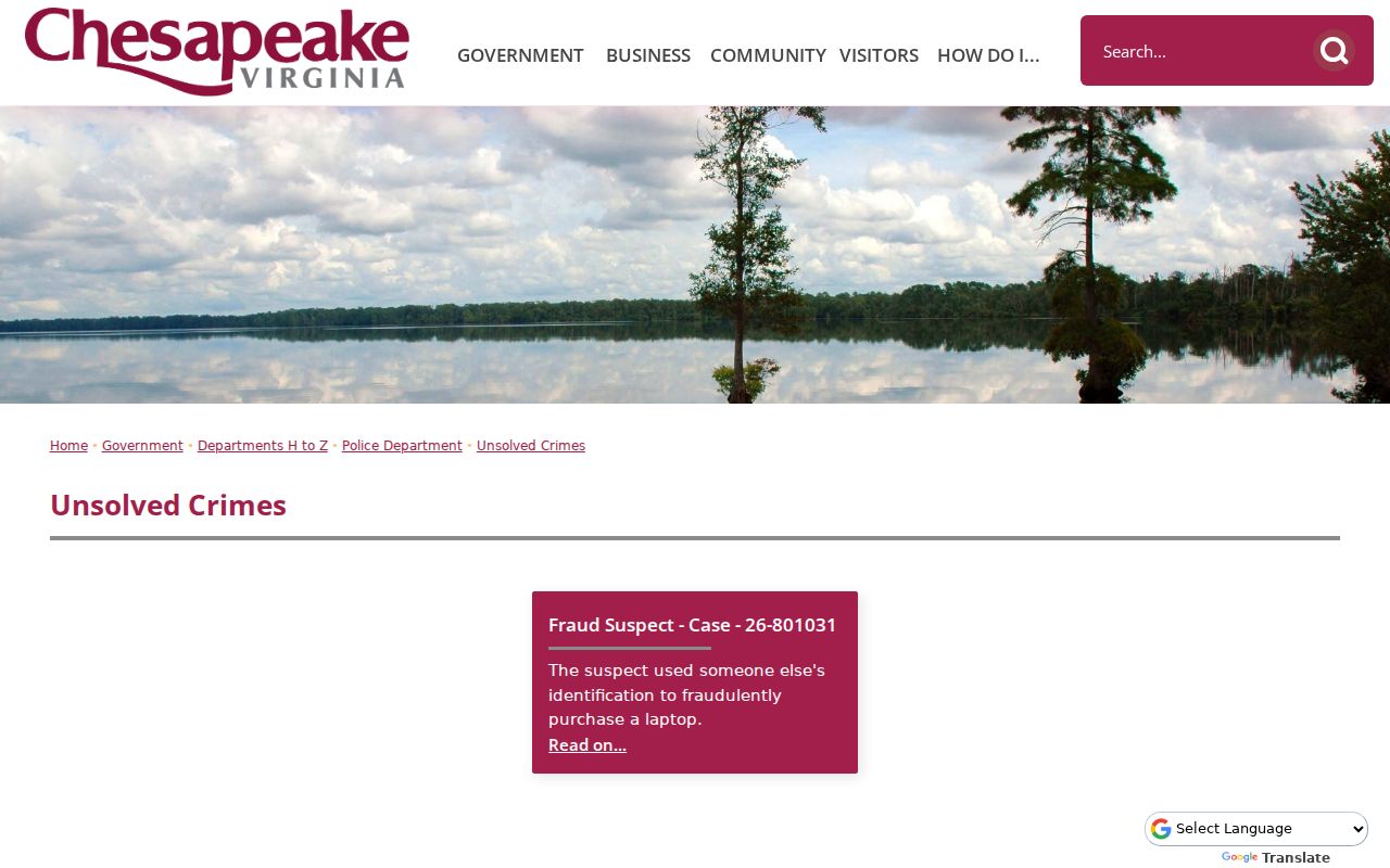 Chesapeake Crime Line anonymous tip channel for warrant-related information